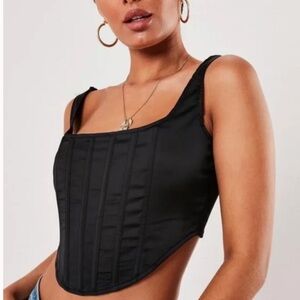 Missguided Black Satin Corset Top